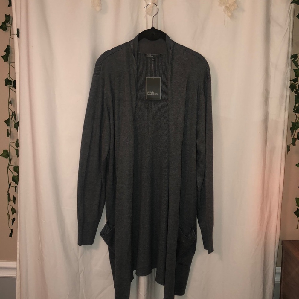 Gray medium length Cardigan.